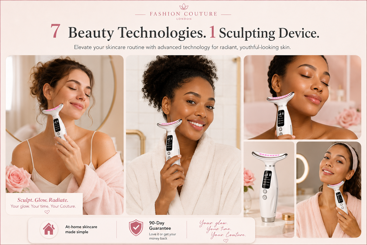 7-in-1 facial rejuvenator device combining EMS microcurrent and LED light therapy for at-home anti-ageing skincare UK