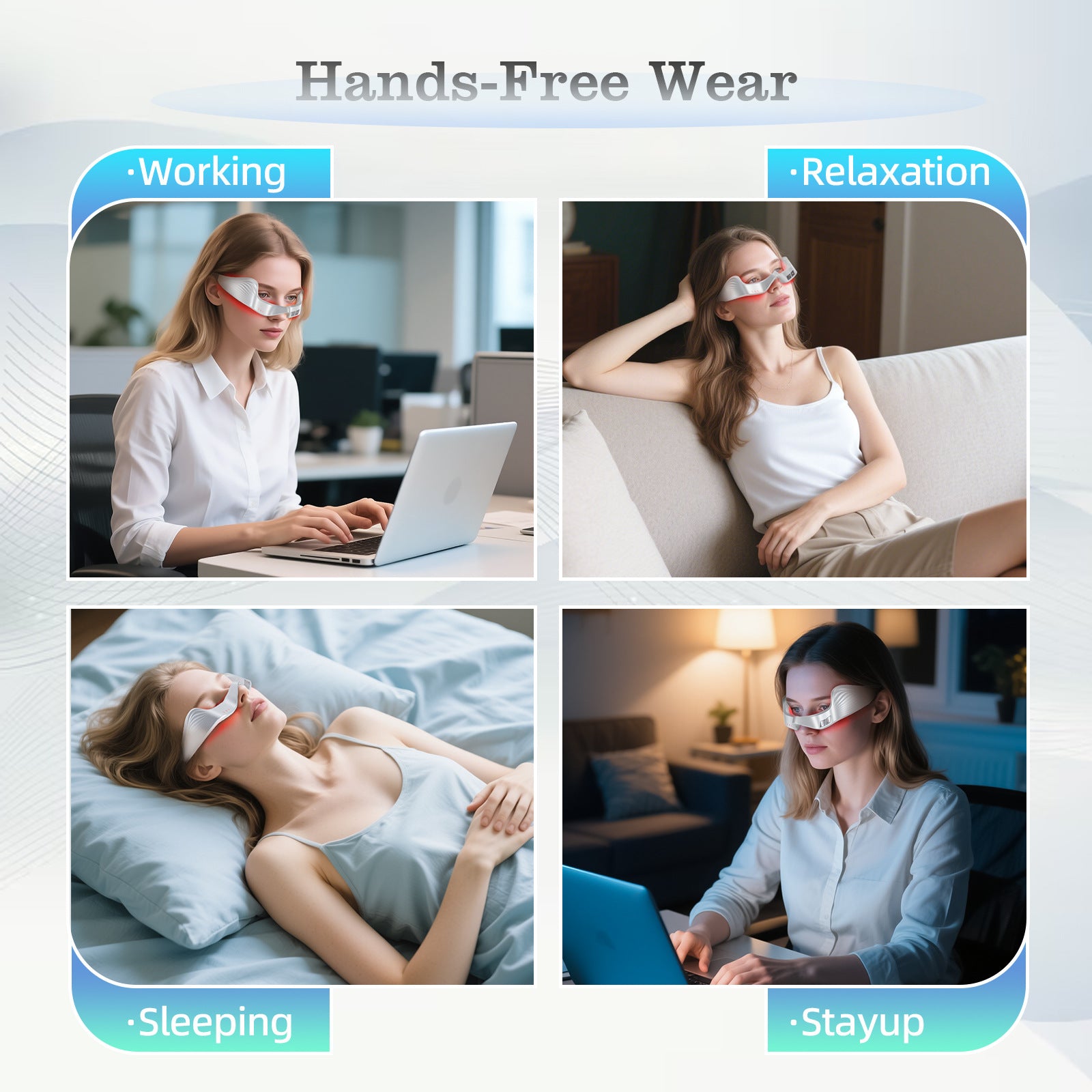 Fashion Couture EMS Eye Massager for brighter eyes, featuring microcurrent and red light therapy for eye wellness and relaxation.