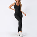 Fashion Couture seamless yoga jumpsuit, moisture-wicking activewear one-piece workout suit, form-fitting and comfortable for exercise.