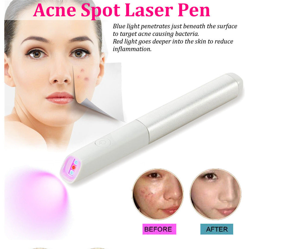 Fashion Couture LED Acne Treatment Pen with red and blue light therapy for clearer skin, handheld skincare device.