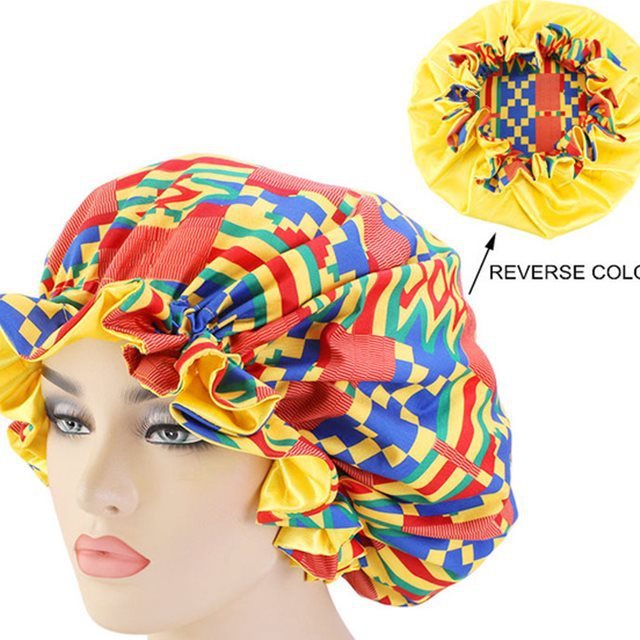 African Pattern Ankara Print Bonnet Women Night Sleep Cap - Fashion Couture