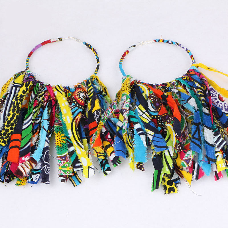 African Tassel Earrings African ethnic print Ankara Earrings - Fashion Couture