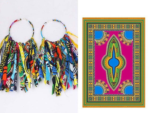 African Tassel Earrings African ethnic print Ankara Earrings - Fashion Couture