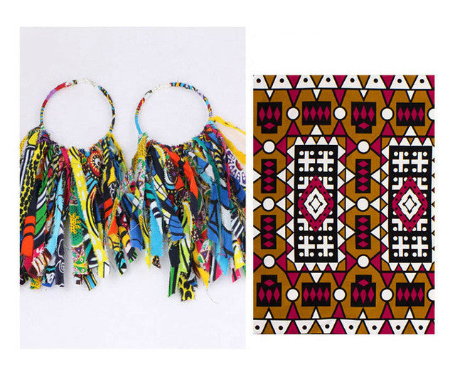 African Tassel Earrings African ethnic print Ankara Earrings - Fashion Couture
