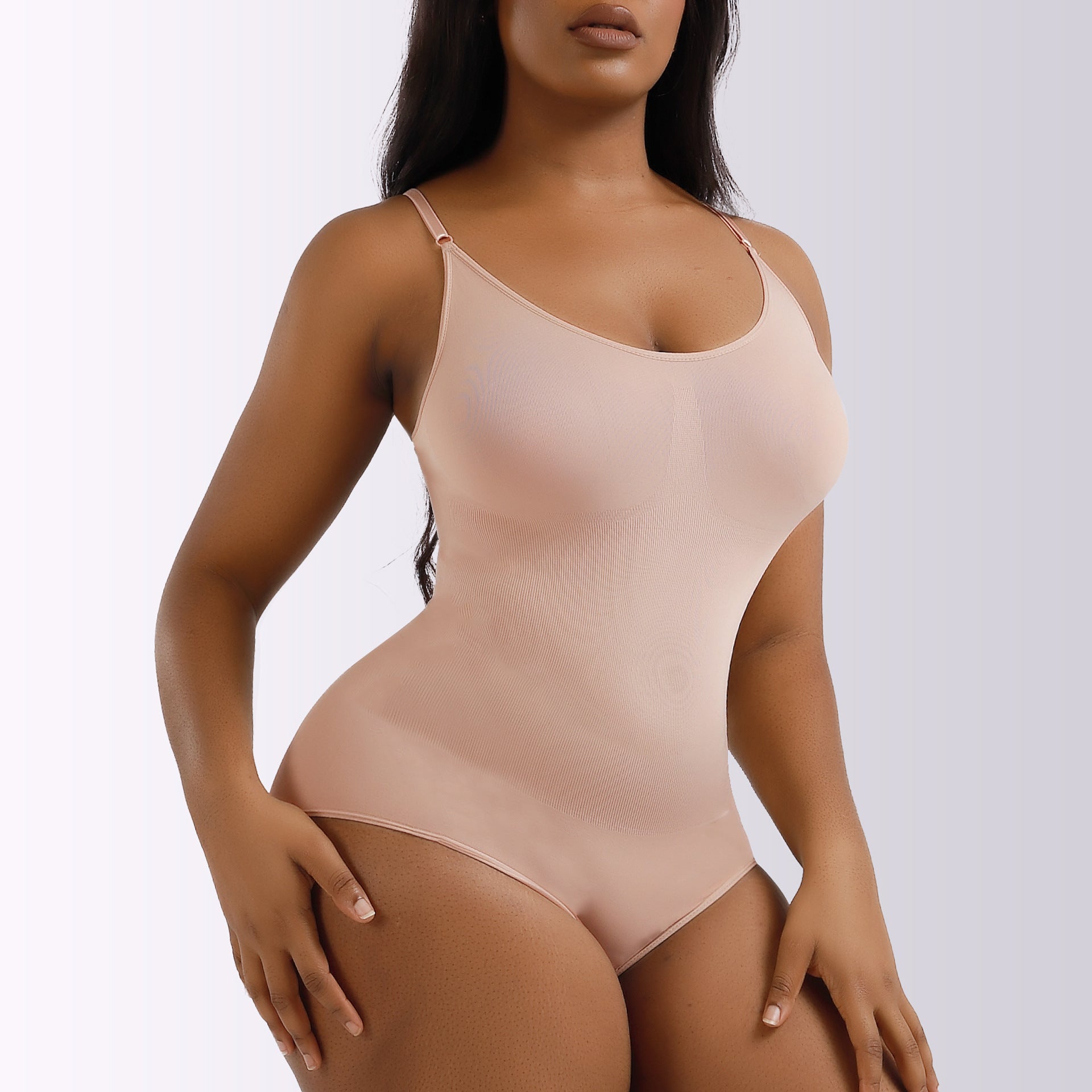 Close up of seamless circular knit technology on sculpting shapewear