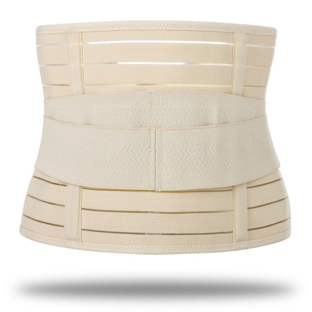 Fashion Couture adjustable waist trainer belt for postpartum support and posture correction, shown on white background.