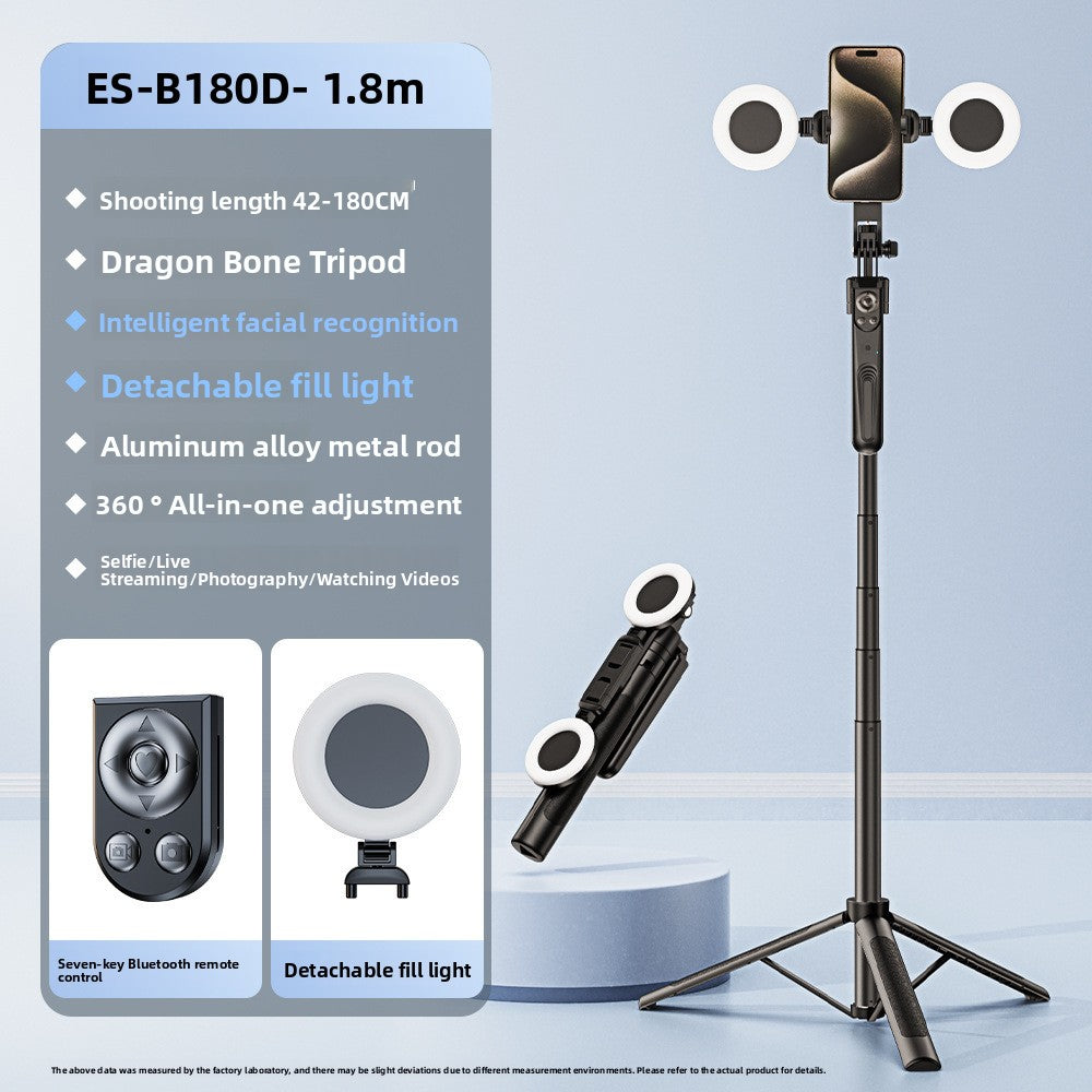 AI Face Tracking Selfie Stick with Bluetooth Remote & Fill Light | 360° Auto-Follow, Extends to 1.8m