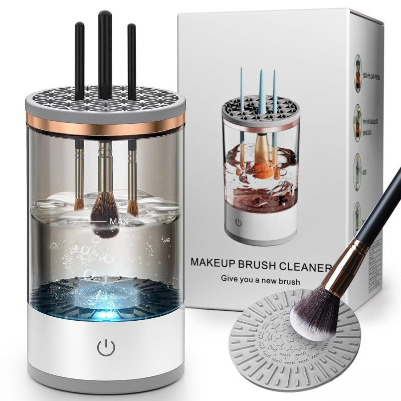 Rechargeable Electric Makeup Brush Cleaner & Dryer – USB, Auto-Spin | Transparent & Black