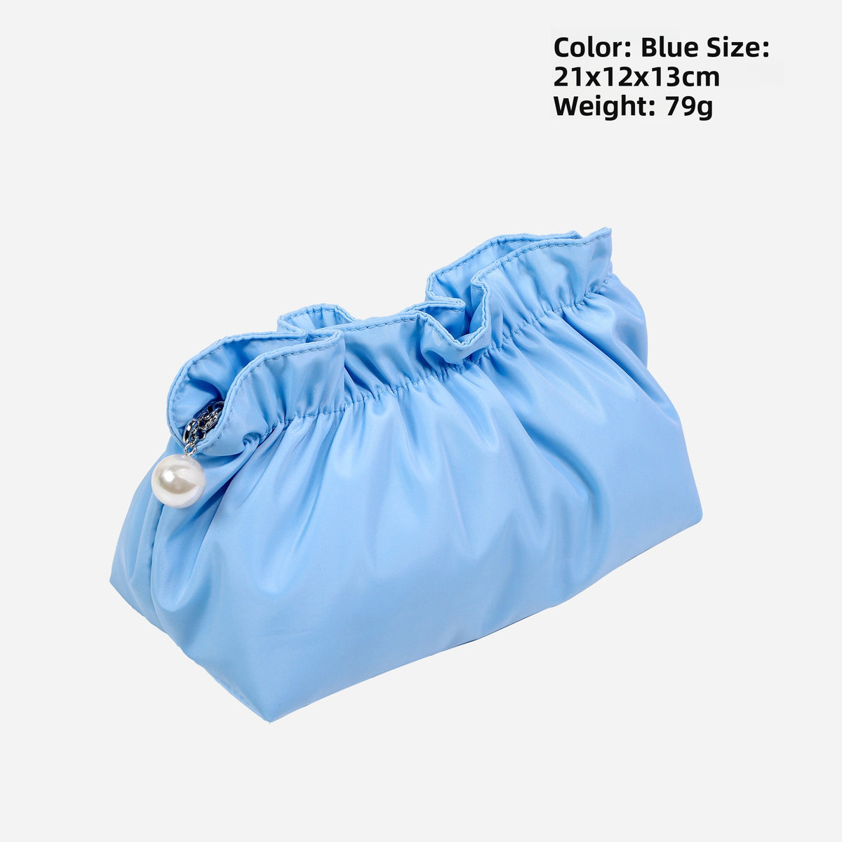 Satin Ruffled Cosmetic Bag – Compact Travel Makeup Pouch | 11 Colours, Zip Closure