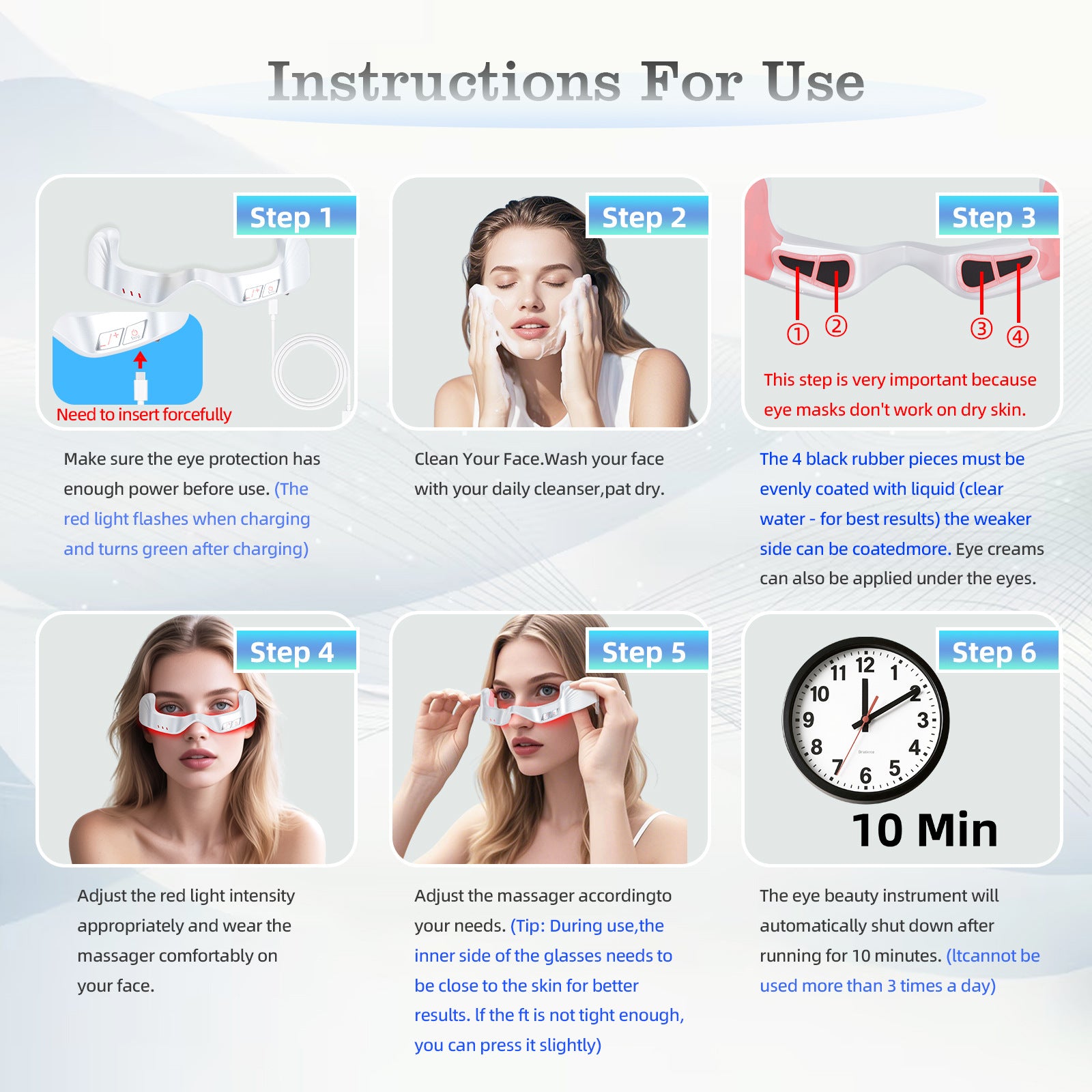 Fashion Couture EMS Eye Massager with microcurrent and red light therapy for brighter, refreshed eyes.
