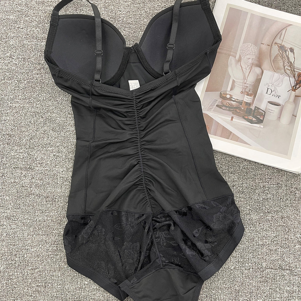 Fashion Couture seamless shapewear bodysuit with built-in bra, tummy control, and butt lift for shaping and support.