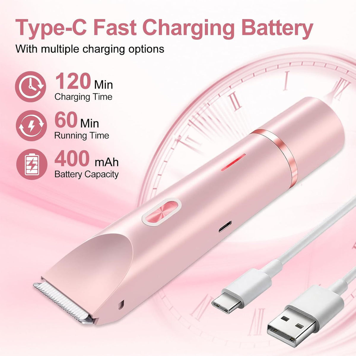 Double-Head Electric Hair Remover | IPX7 Waterproof, USB Rechargeable
