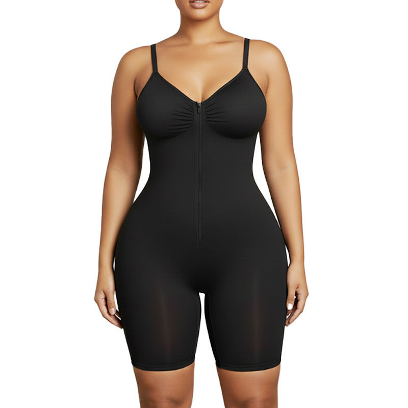 Fashion Couture seamless sculpting bodysuit with tummy control and all-day shaping, shown on a model in a close-up view.