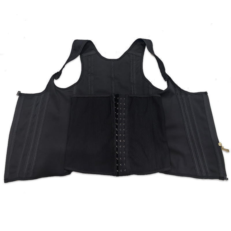 Fashion Couture mesh steel boned corset with firm waist cinching and breathable design for body shaping and support.