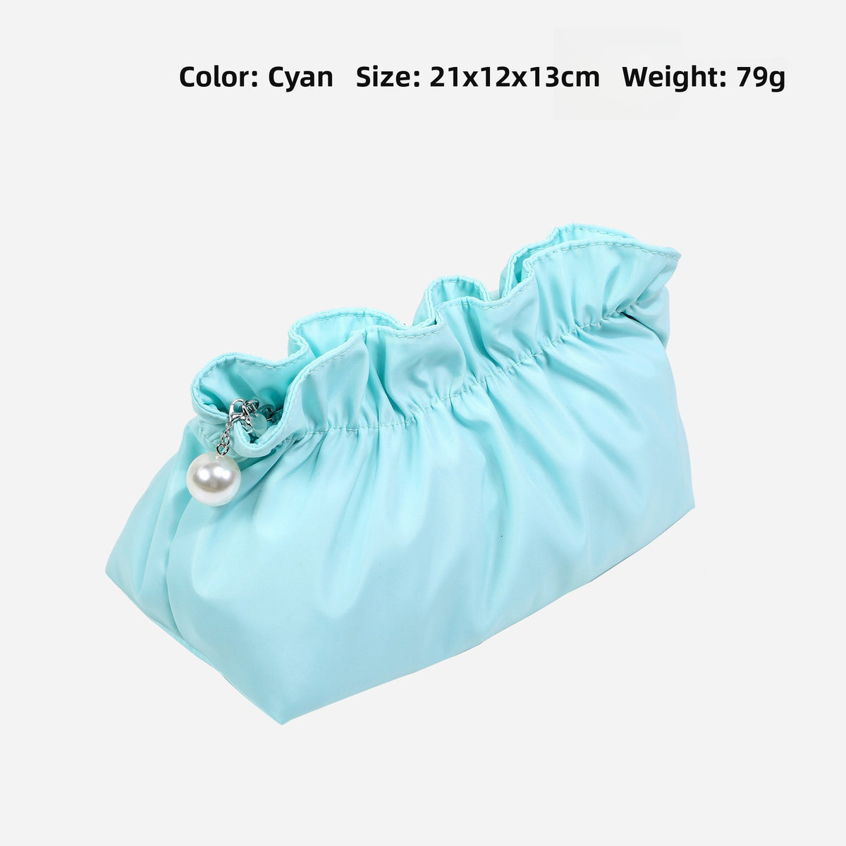 Satin Ruffled Cosmetic Bag – Compact Travel Makeup Pouch | 11 Colours, Zip Closure