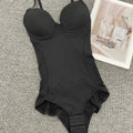 Fashion Couture seamless shapewear bodysuit with built-in bra, tummy control, and butt lift. Close-up of the sleek, supportive design.