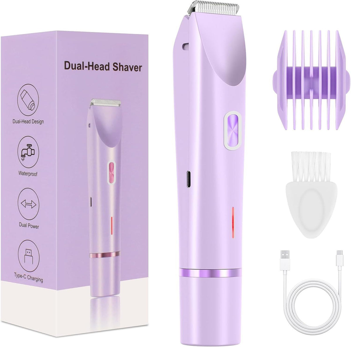 Double-Head Electric Hair Remover | IPX7 Waterproof, USB Rechargeable