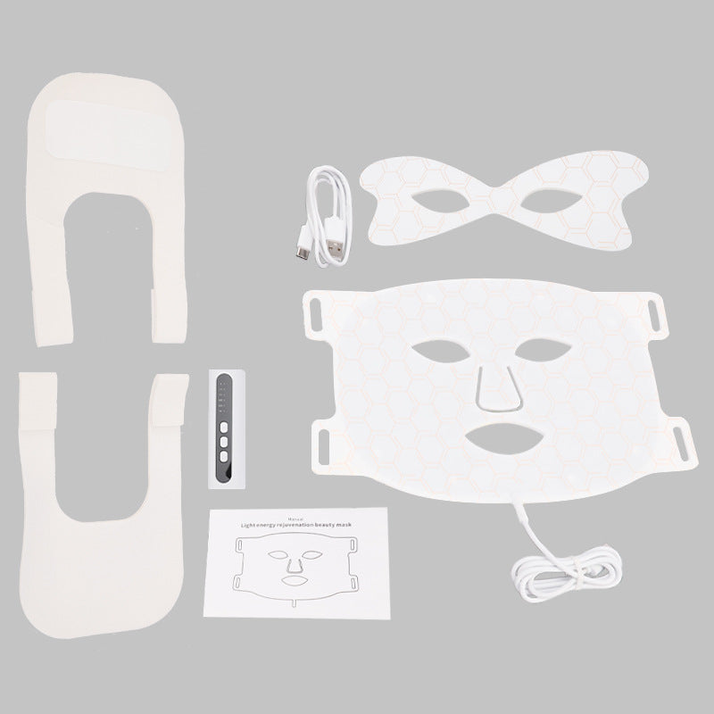 Fashion Couture LED Light Therapy Face Mask with red and blue lights for skin rejuvenation and at-home wellness treatment.