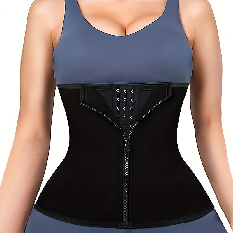 Adjustable neoprene waist trainer with lumbar back support, shapewear by Fashion Couture, showing the flexible, supportive design.