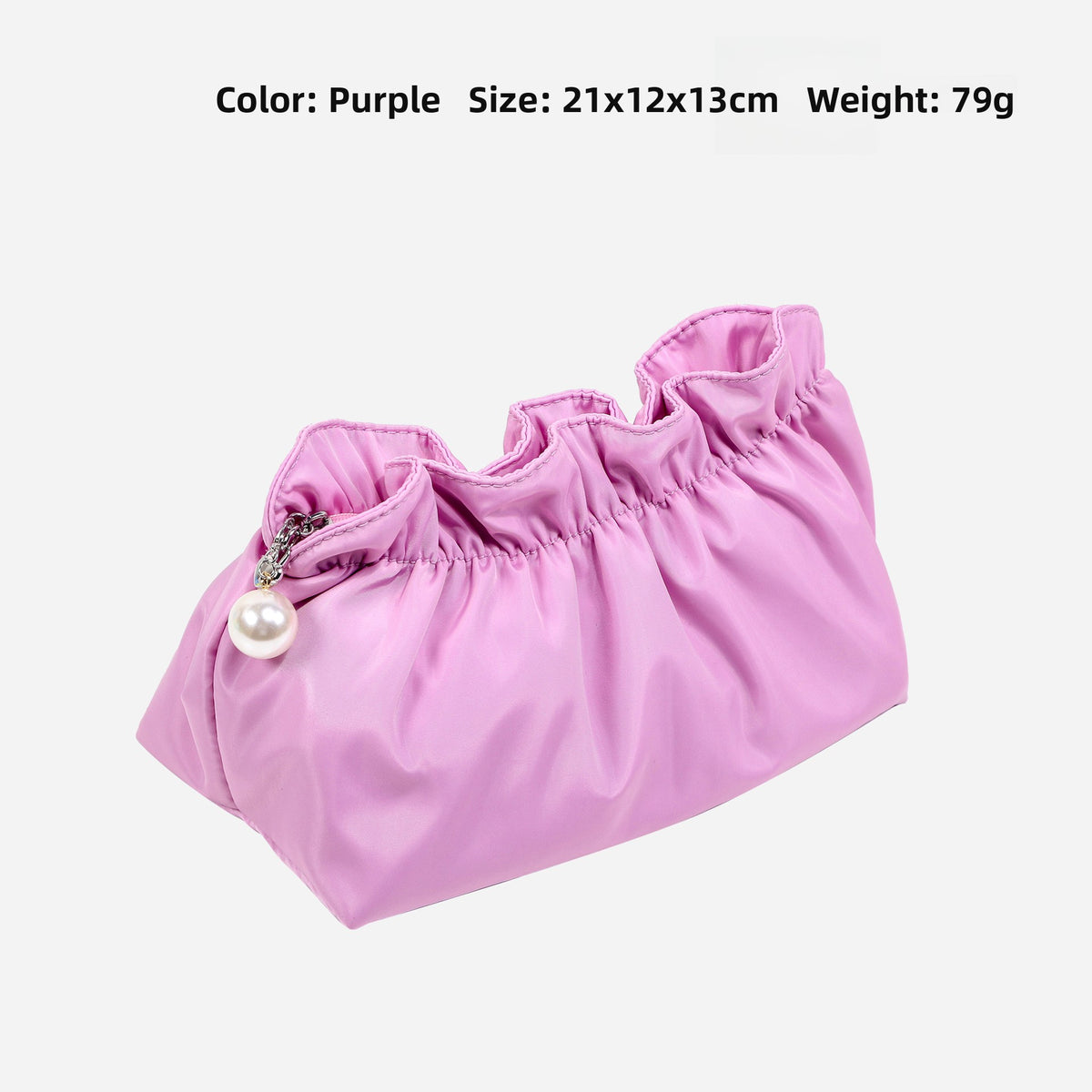 Satin Ruffled Cosmetic Bag – Compact Travel Makeup Pouch | 11 Colours, Zip Closure