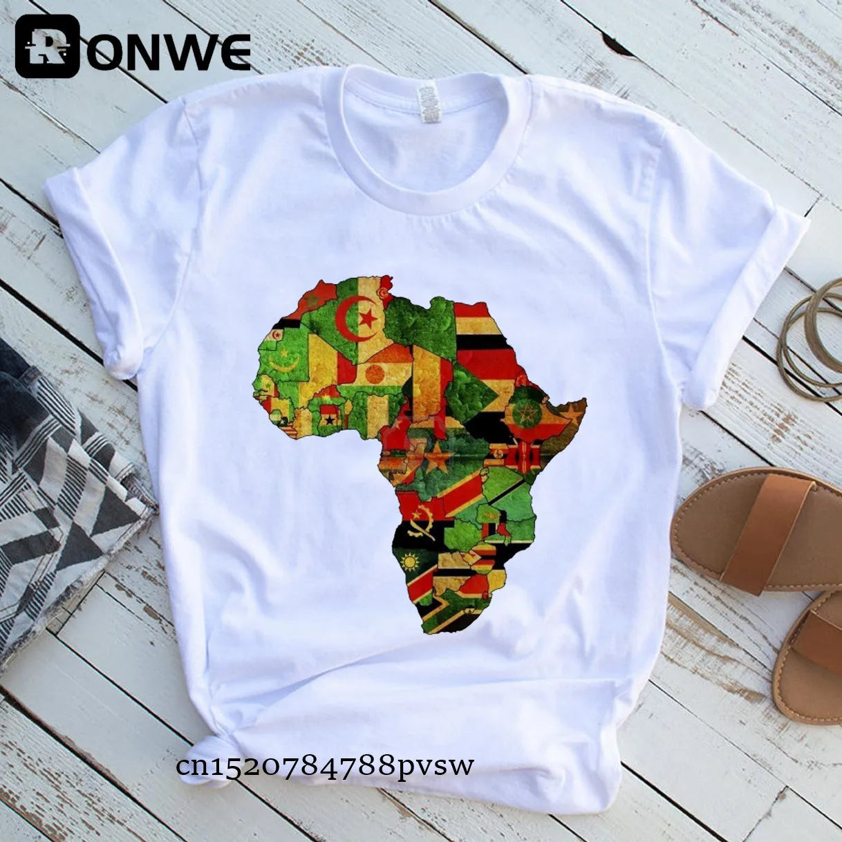 Africa Map Graphic Women T-shirts 2021 Summer Harajuku Female Tops Tee Girl White Printed Clothes Streetwear,Drop Ship - Fashion Couture