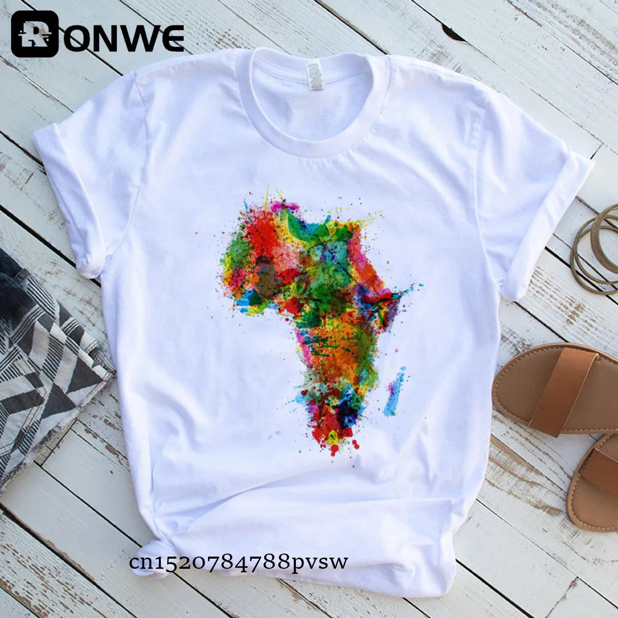 Africa Map Graphic Women T-shirts 2021 Summer Harajuku Female Tops Tee Girl White Printed Clothes Streetwear,Drop Ship - Fashion Couture