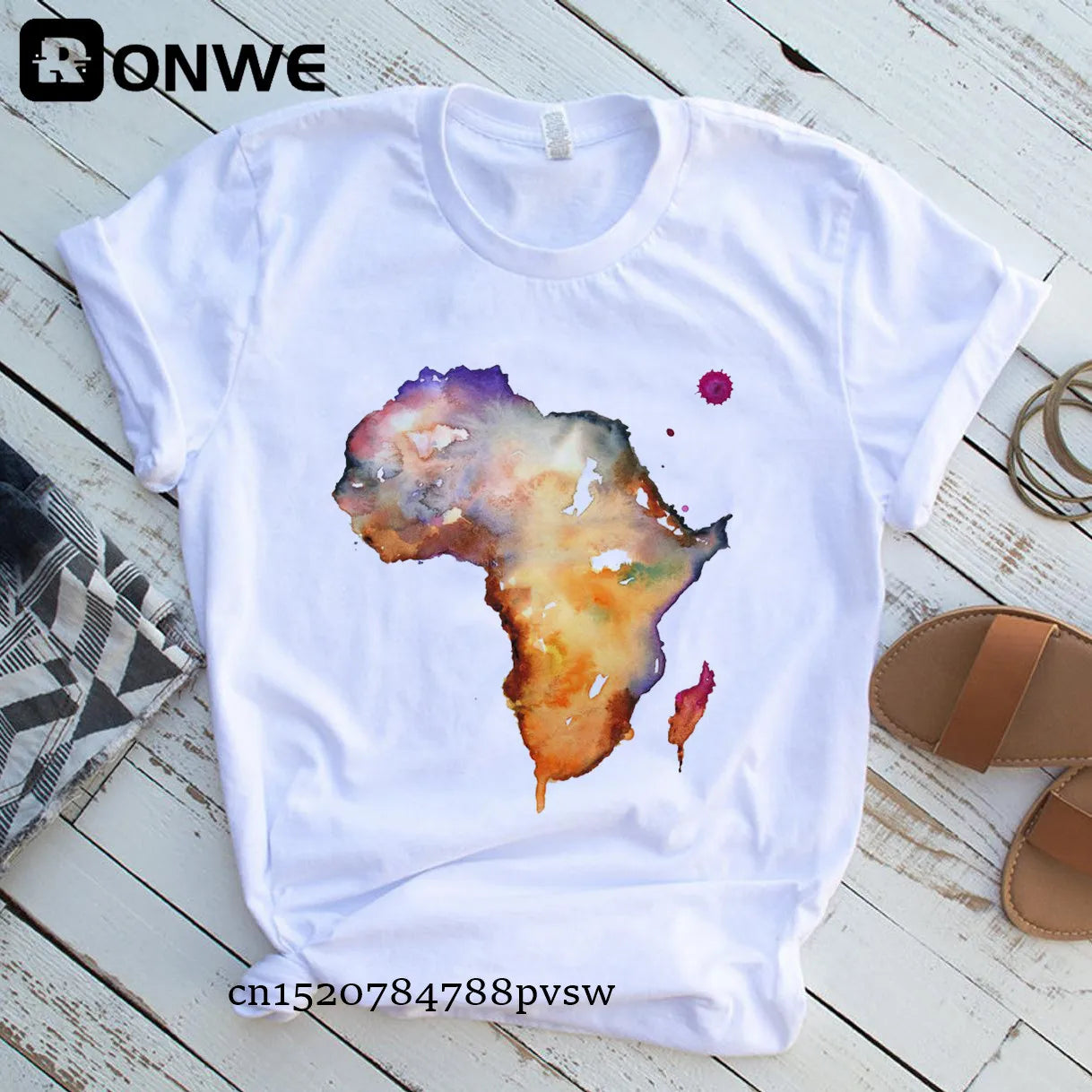 Africa Map Graphic Women T-shirts 2021 Summer Harajuku Female Tops Tee Girl White Printed Clothes Streetwear,Drop Ship - Fashion Couture