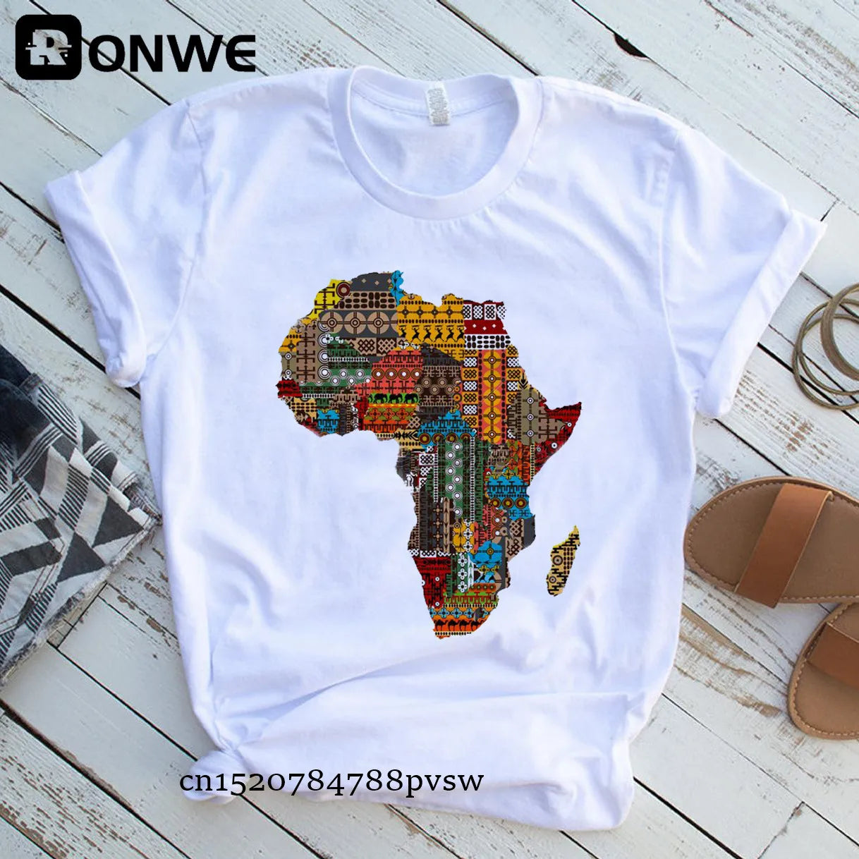 Africa Map Graphic Women T-shirts 2021 Summer Harajuku Female Tops Tee Girl White Printed Clothes Streetwear,Drop Ship - Fashion Couture
