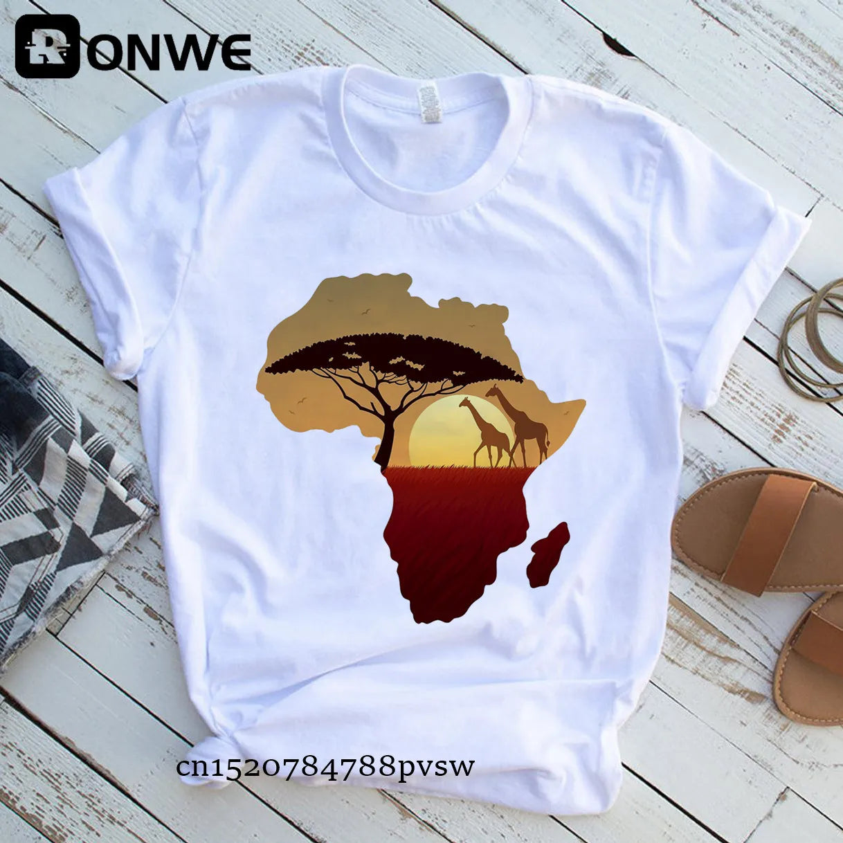 Africa Map Graphic Women T-shirts 2021 Summer Harajuku Female Tops Tee Girl White Printed Clothes Streetwear,Drop Ship - Fashion Couture
