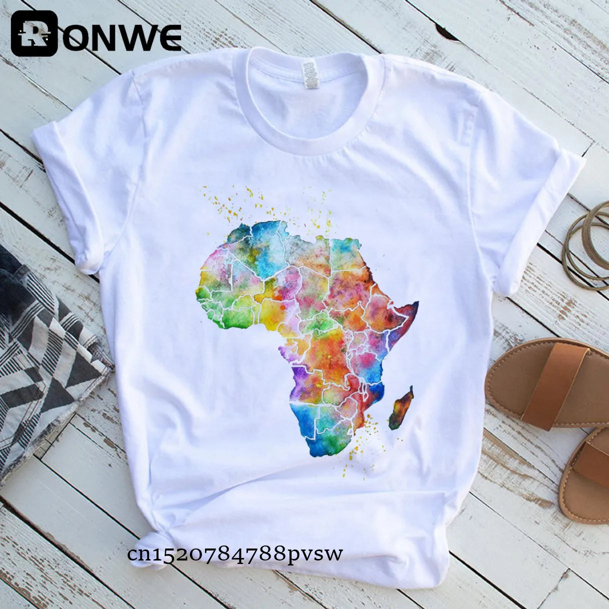 Africa Map Graphic Women T-shirts 2021 Summer Harajuku Female Tops Tee Girl White Printed Clothes Streetwear,Drop Ship - Fashion Couture