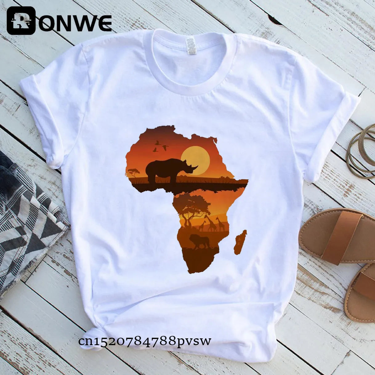 Africa Map Graphic Women T-shirts 2021 Summer Harajuku Female Tops Tee Girl White Printed Clothes Streetwear,Drop Ship - Fashion Couture