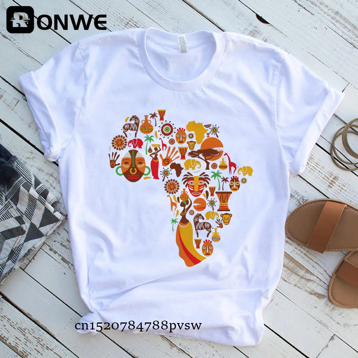 Africa Map Graphic Women T-shirts 2021 Summer Harajuku Female Tops Tee Girl White Printed Clothes Streetwear,Drop Ship - Fashion Couture