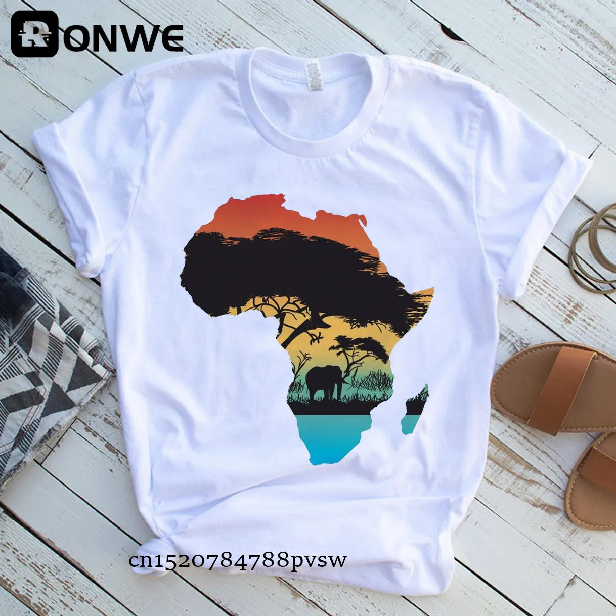 Africa Map Graphic Women T-shirts 2021 Summer Harajuku Female Tops Tee Girl White Printed Clothes Streetwear,Drop Ship - Fashion Couture