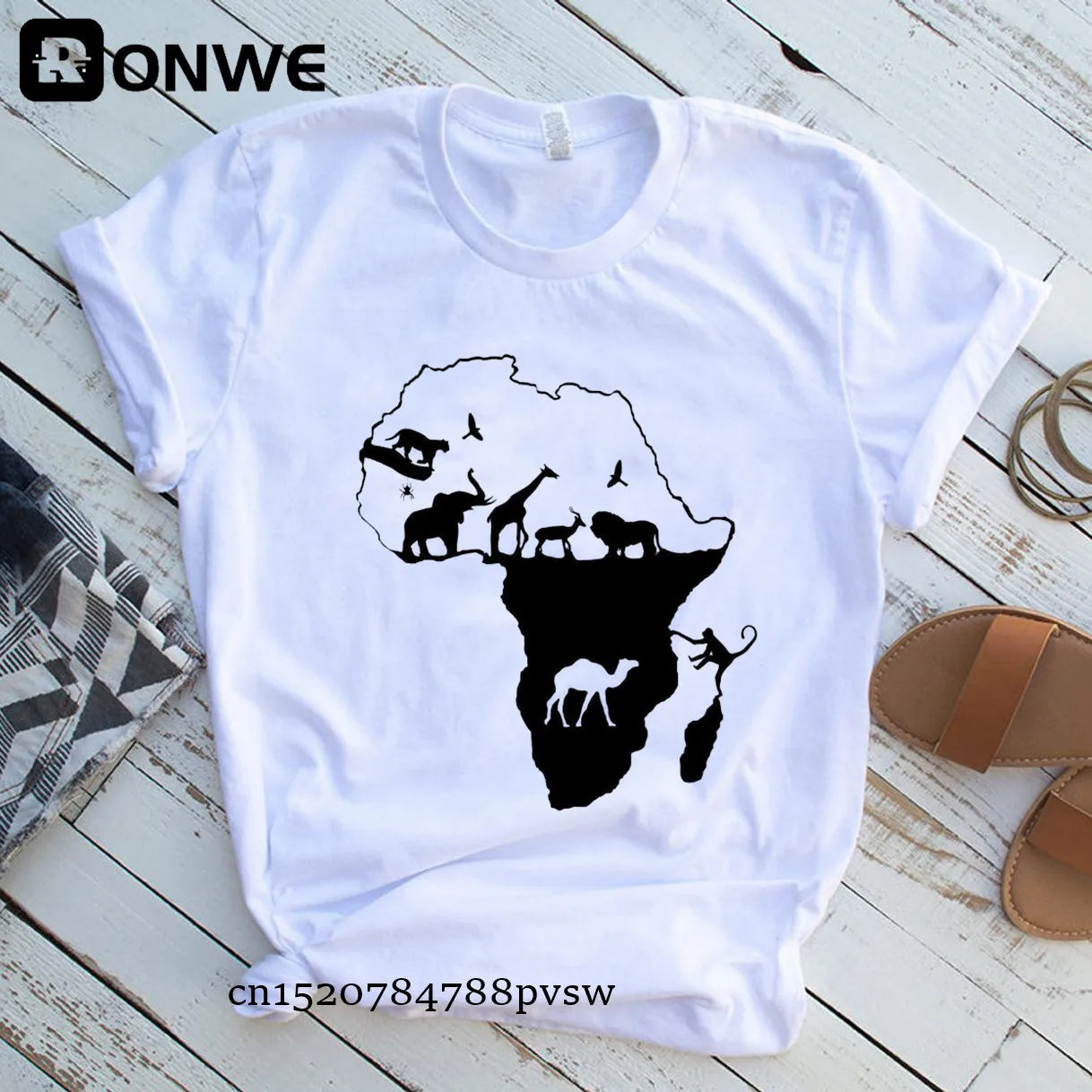Africa Map Graphic Women T-shirts 2021 Summer Harajuku Female Tops Tee Girl White Printed Clothes Streetwear,Drop Ship - Fashion Couture