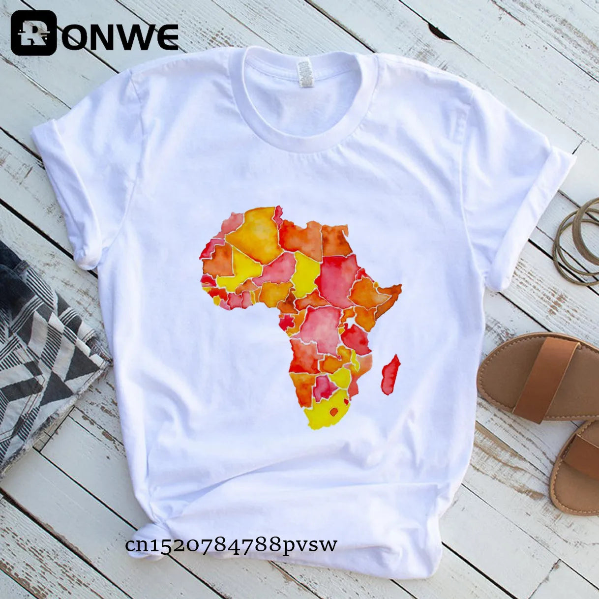 Africa Map Graphic Women T-shirts 2021 Summer Harajuku Female Tops Tee Girl White Printed Clothes Streetwear,Drop Ship - Fashion Couture