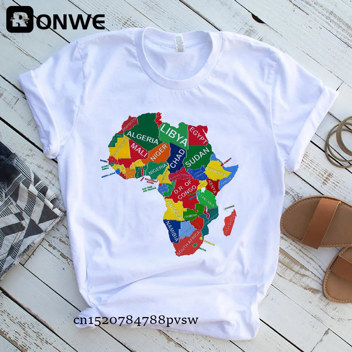 Africa Map Graphic Women T-shirts 2021 Summer Harajuku Female Tops Tee Girl White Printed Clothes Streetwear,Drop Ship - Fashion Couture
