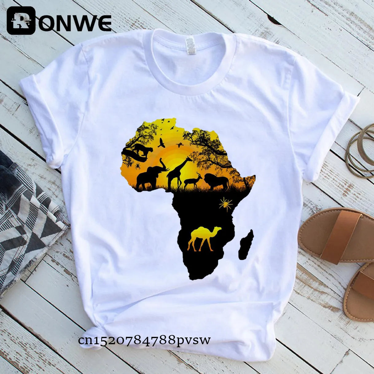 Africa Map Graphic Women T-shirts 2021 Summer Harajuku Female Tops Tee Girl White Printed Clothes Streetwear,Drop Ship - Fashion Couture