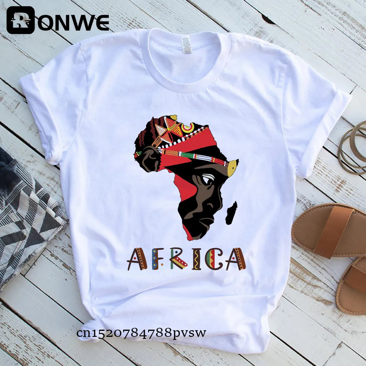 Africa Map Graphic Women T-shirts 2021 Summer Harajuku Female Tops Tee Girl White Printed Clothes Streetwear,Drop Ship - Fashion Couture