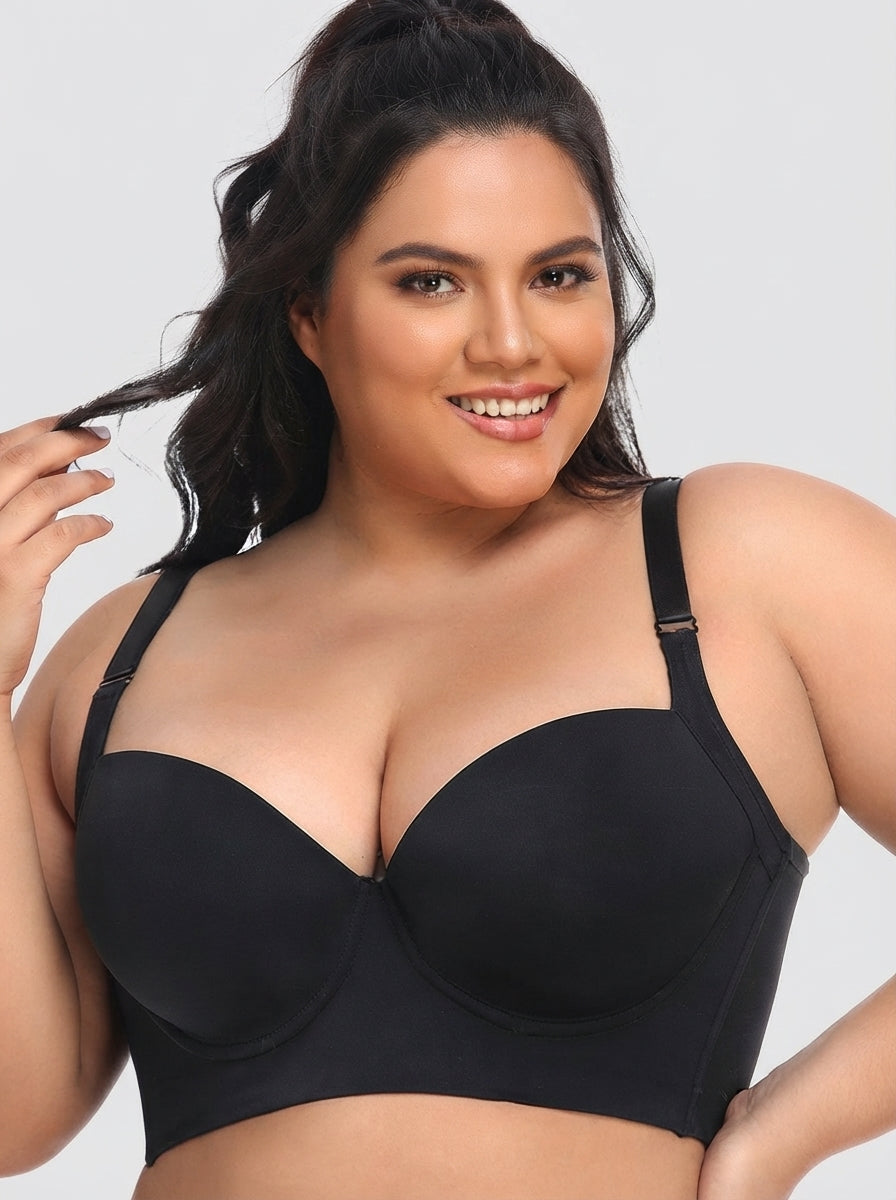 Model wearing Fashion Couture wireless side-smoothing bra with seamless cups, showcasing a comfortable and supportive lingerie fit.