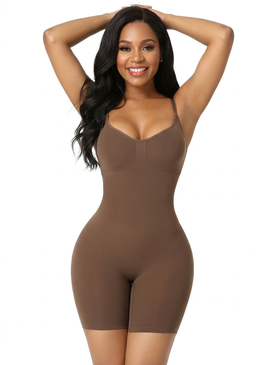 Fashion Couture women's open bust shapewear bodysuit with extra-firm tummy control and waist cinching, size S to XXXL.