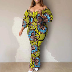 Afripride African Women Ankara Printed Fabric Dress Customized Loose Sexy Bubble Sleeve Dresses 2425027 - Fashion Couture