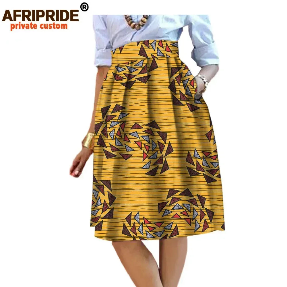 2025 Summer Original African Style Garment Midi Skirt for Women Private Custom High Quality Batik Cotton Femmal Clothing A722704 - Fashion Couture