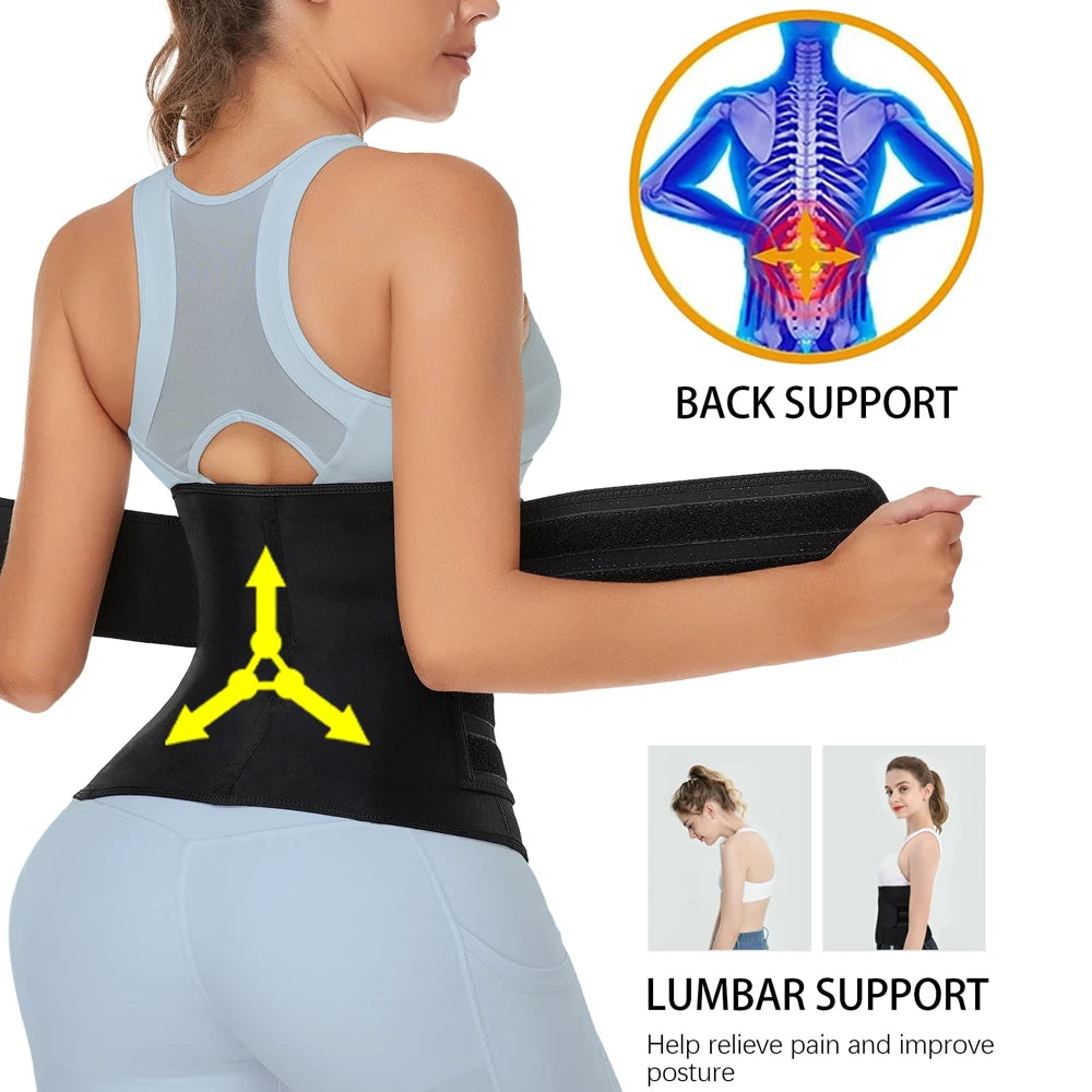 Side view of woman in waist trainer showing core support and posture