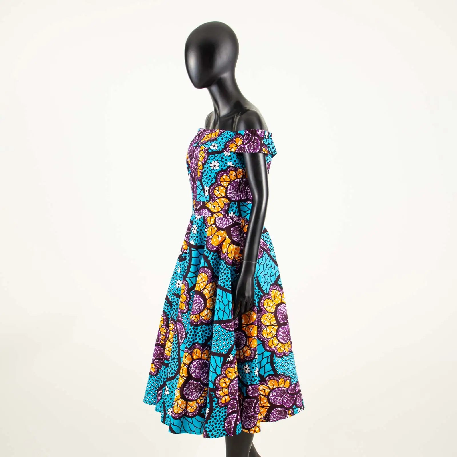 Omotola  Ankara Off Shoulder Dress - Fashion Couture