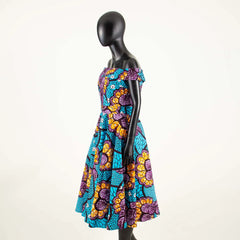 Omotola  Ankara Off Shoulder Dress - Fashion Couture