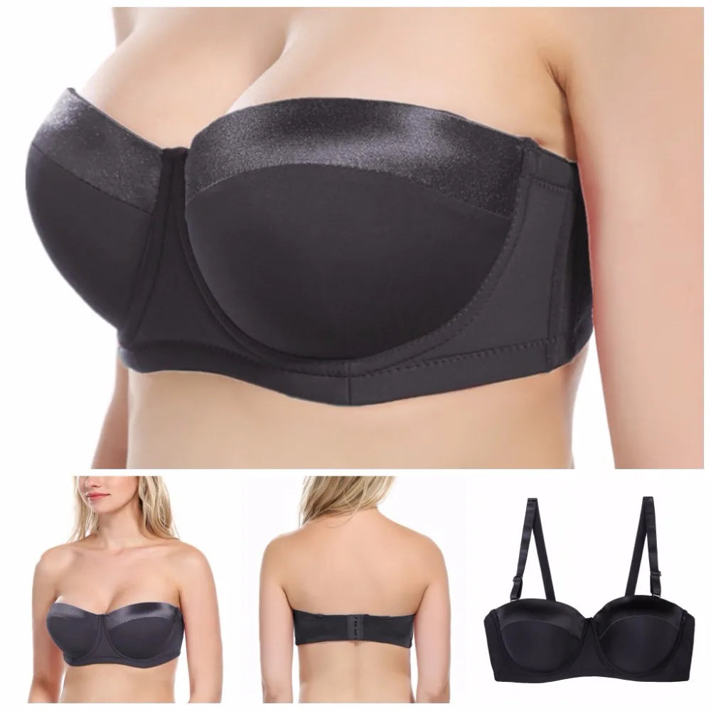 Model wearing the versatile Detachable Straps Bra in a strapless configuration for a sleek silhouette