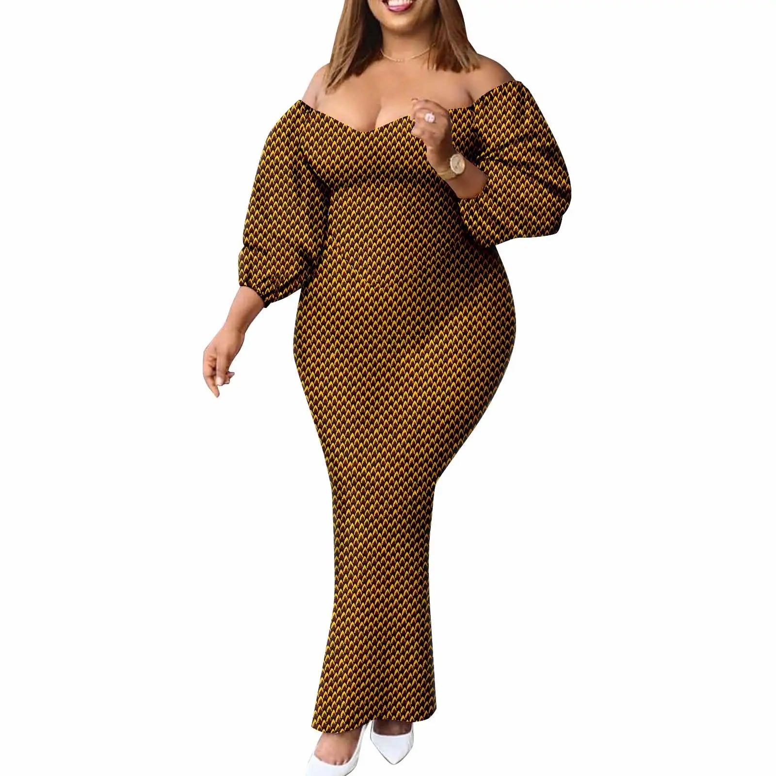 Afripride African Women Ankara Printed Fabric Dress Customized Loose Sexy Bubble Sleeve Dresses 2425027 - Fashion Couture