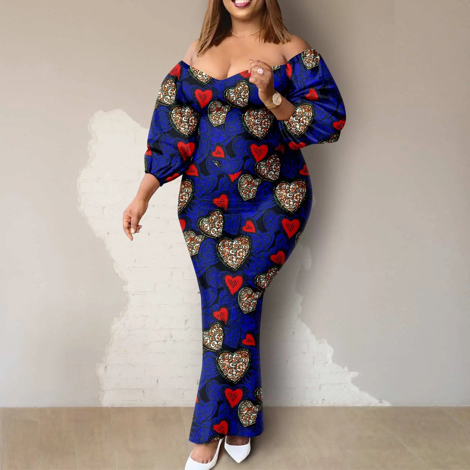 Afripride African Women Ankara Printed Fabric Dress Customized Loose Sexy Bubble Sleeve Dresses 2425027 - Fashion Couture