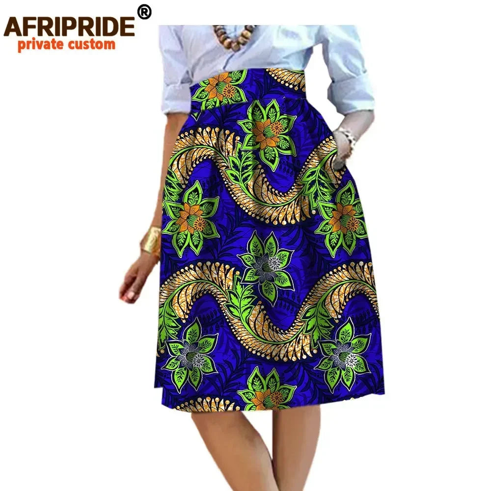 2025 Summer Original African Style Garment Midi Skirt for Women Private Custom High Quality Batik Cotton Femmal Clothing A722704 - Fashion Couture