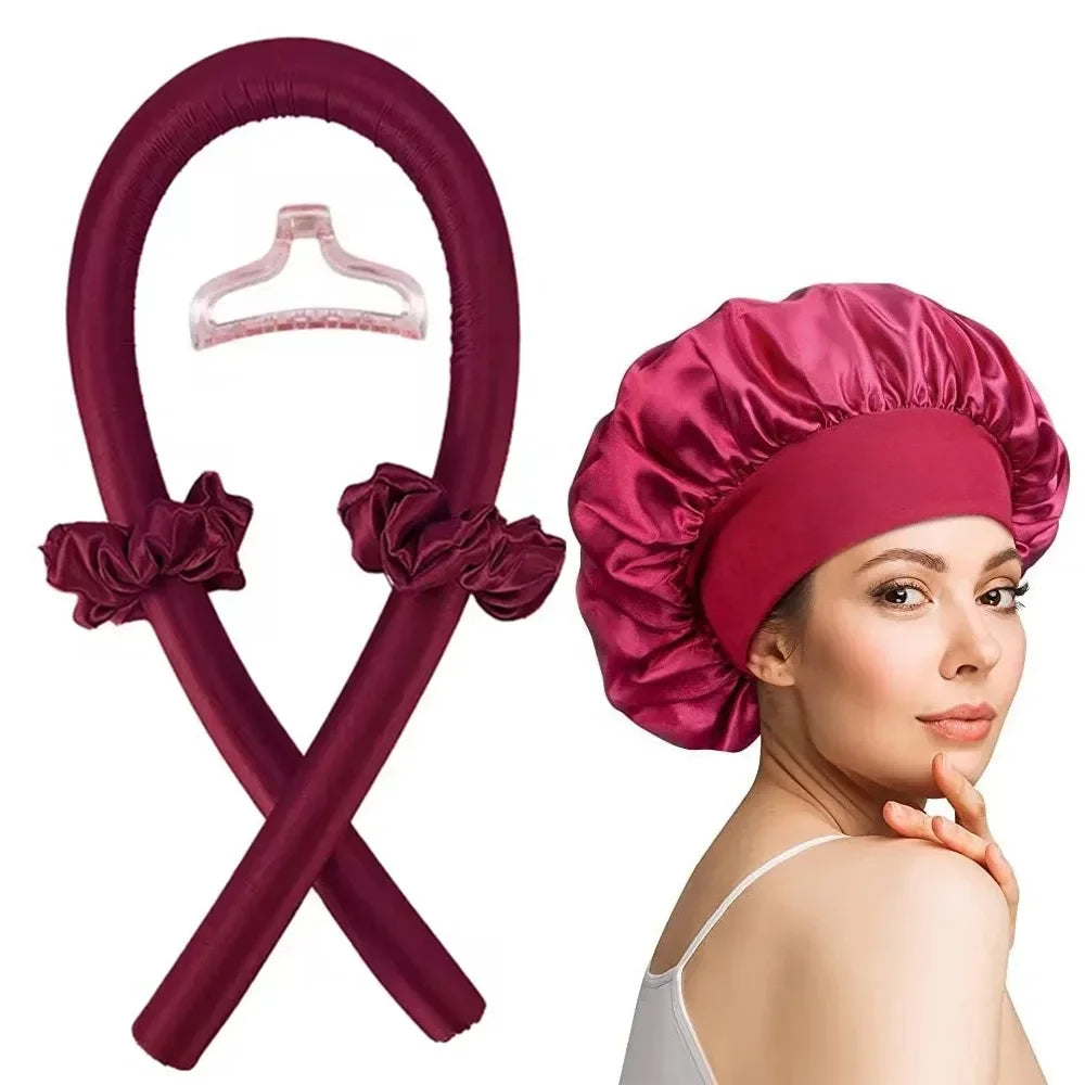 Heatless Curling Rod Headband Set – No Heat Hair Curler with Bonnet